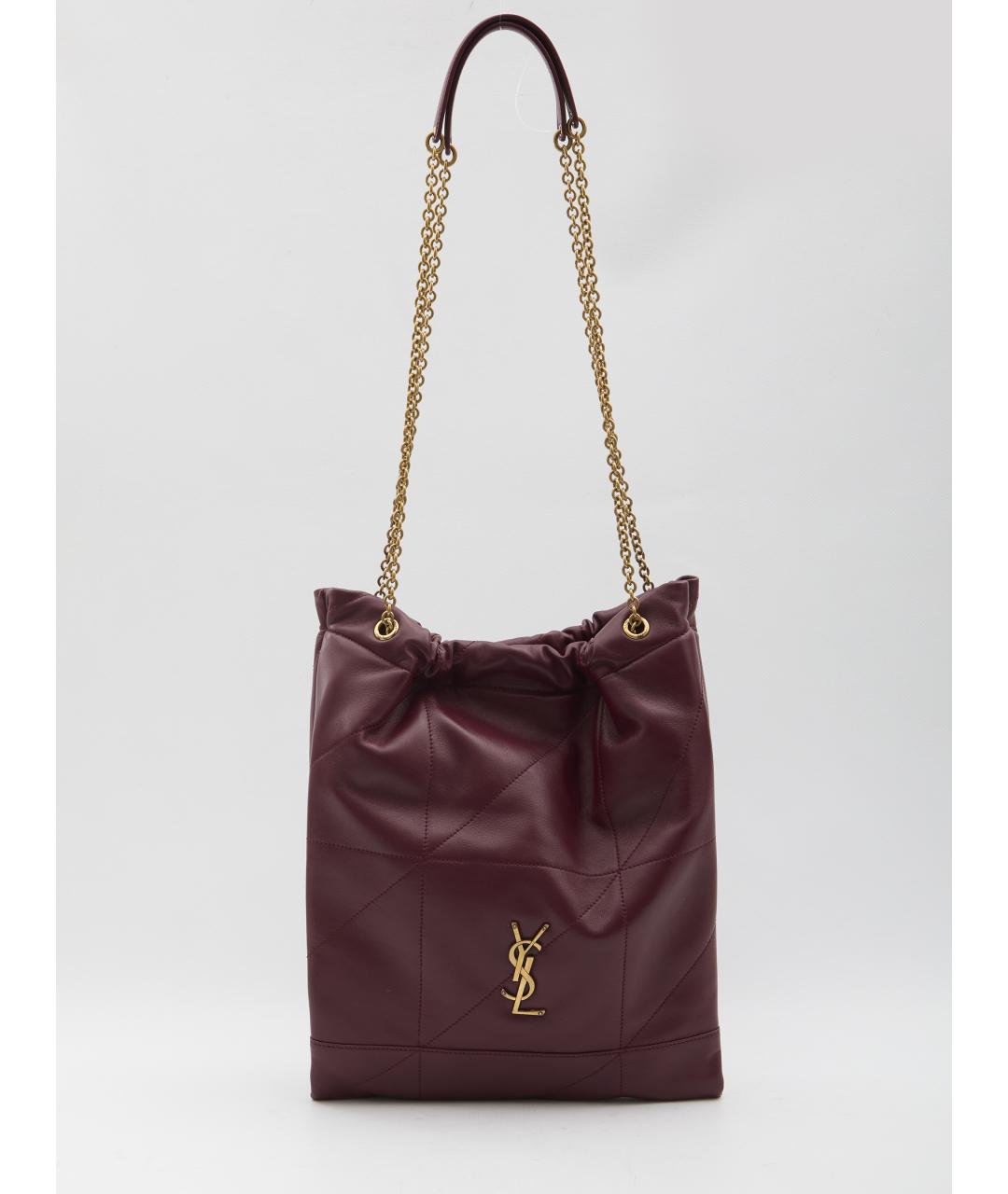 SAINT LAURENT Бордовая кожаная сумка через плечо, фото 5