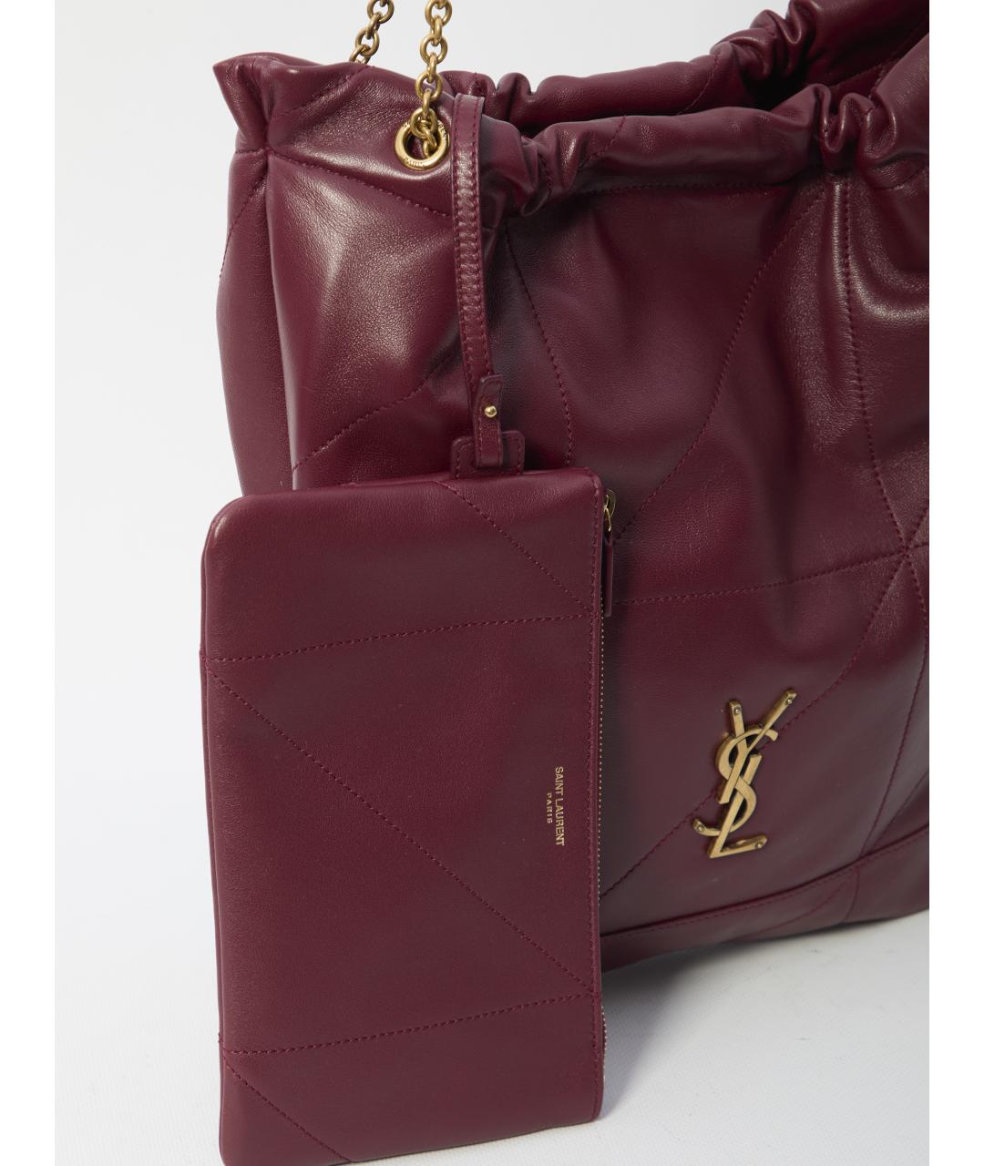 SAINT LAURENT Бордовая кожаная сумка через плечо, фото 4