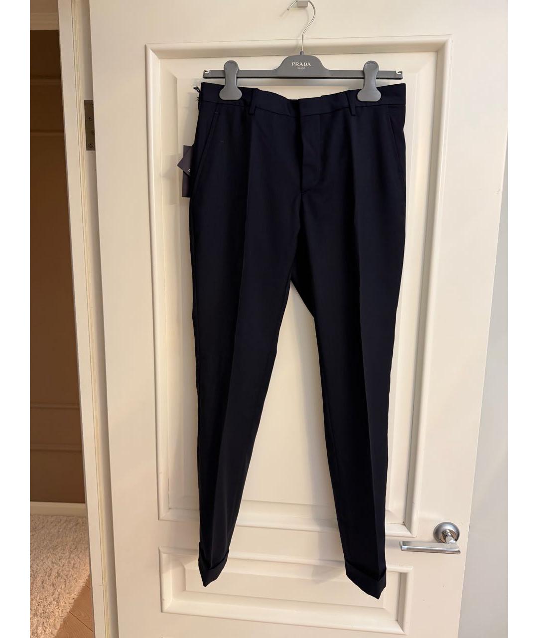 PRADA Темно-синие шерстяные брюки чинос, фото 9