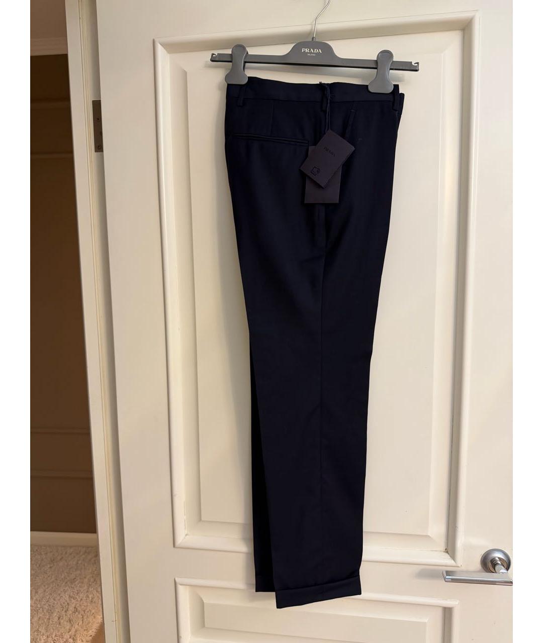 PRADA Темно-синие шерстяные брюки чинос, фото 7