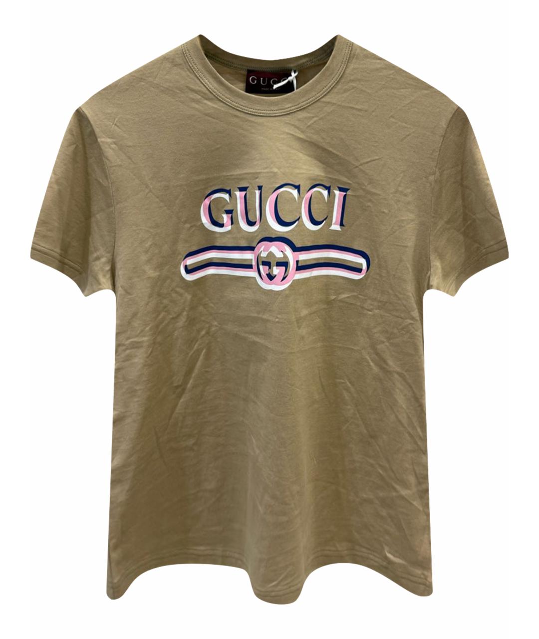 GUCCI Бежевая хлопковая футболка, фото 1