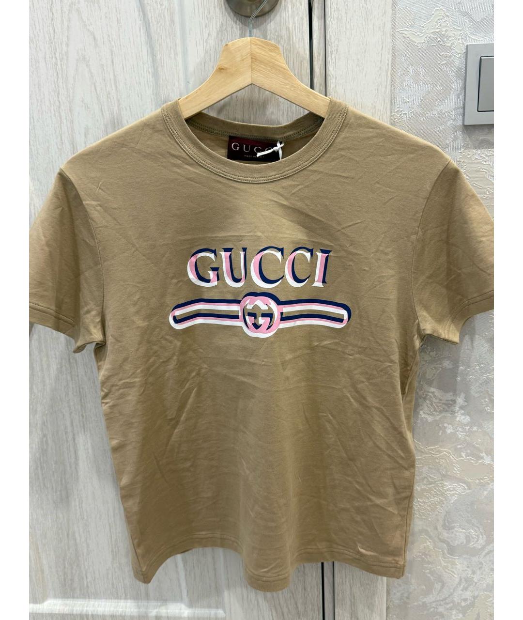 GUCCI Бежевая хлопковая футболка, фото 3