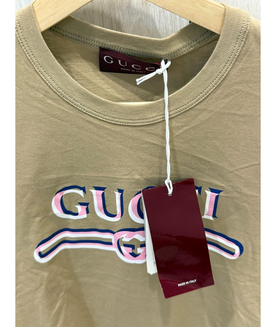 GUCCI Бежевая хлопковая футболка, фото 2