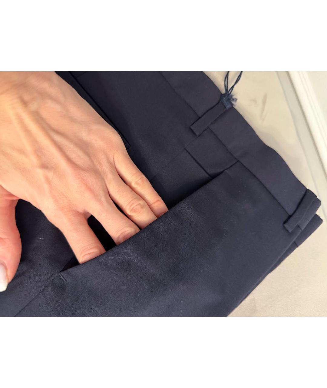 PRADA Темно-синие шерстяные повседневные брюки, фото 3