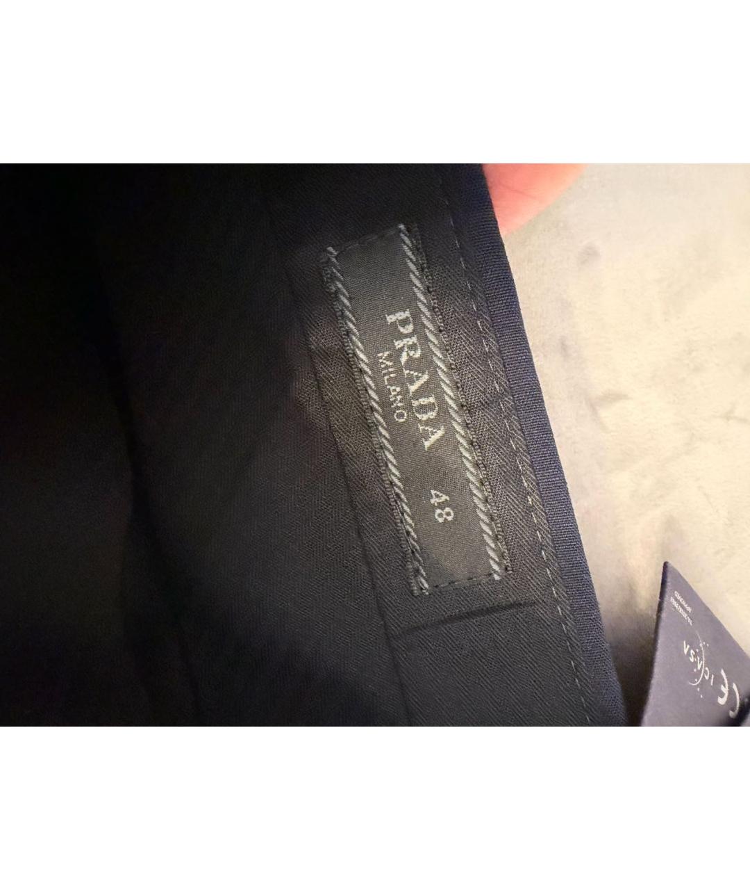 PRADA Темно-синие шерстяные повседневные брюки, фото 6