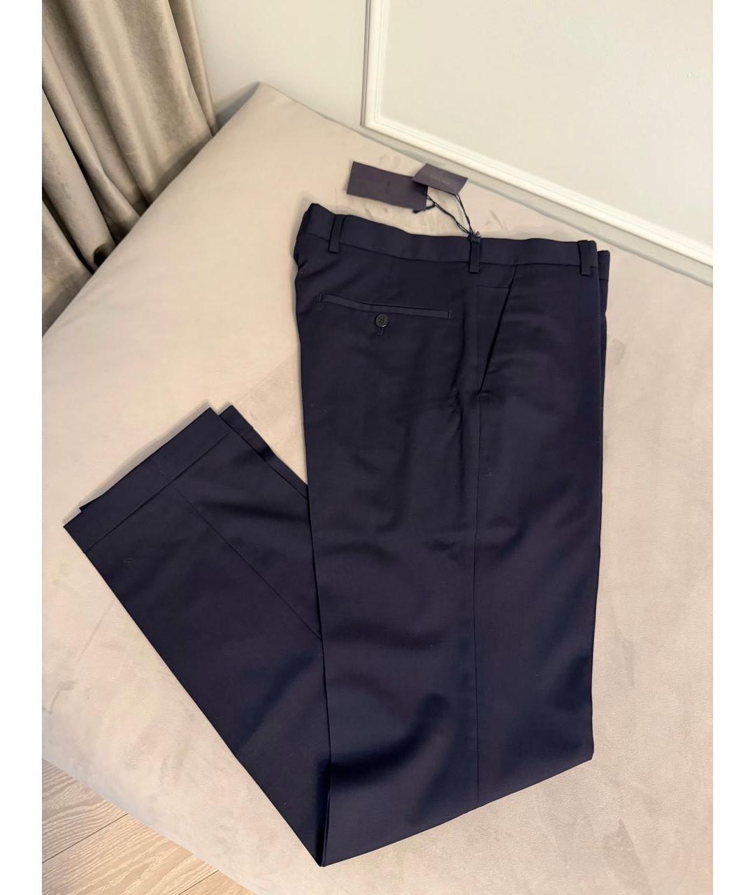 PRADA Темно-синие шерстяные повседневные брюки, фото 2