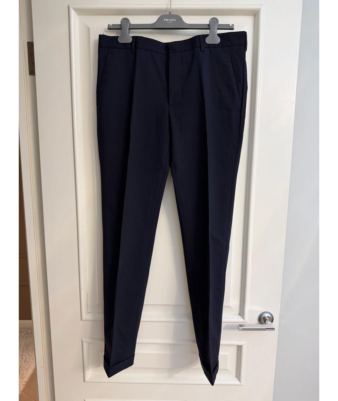 PRADA Темно-синие шерстяные повседневные брюки, фото 9