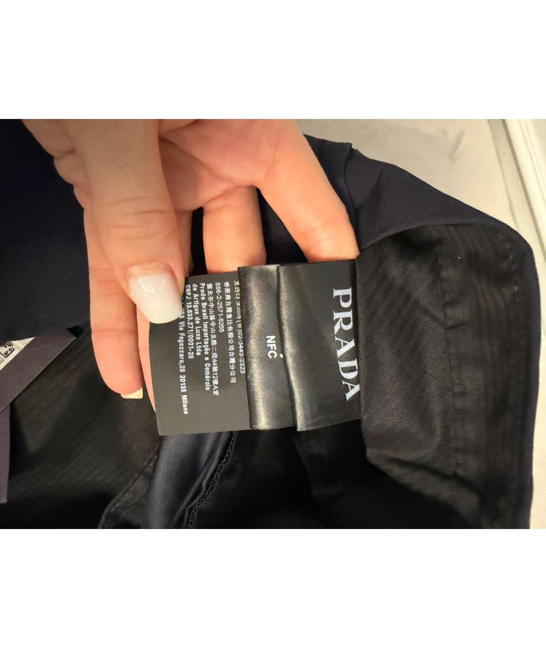 PRADA Темно-синие шерстяные повседневные брюки, фото 7