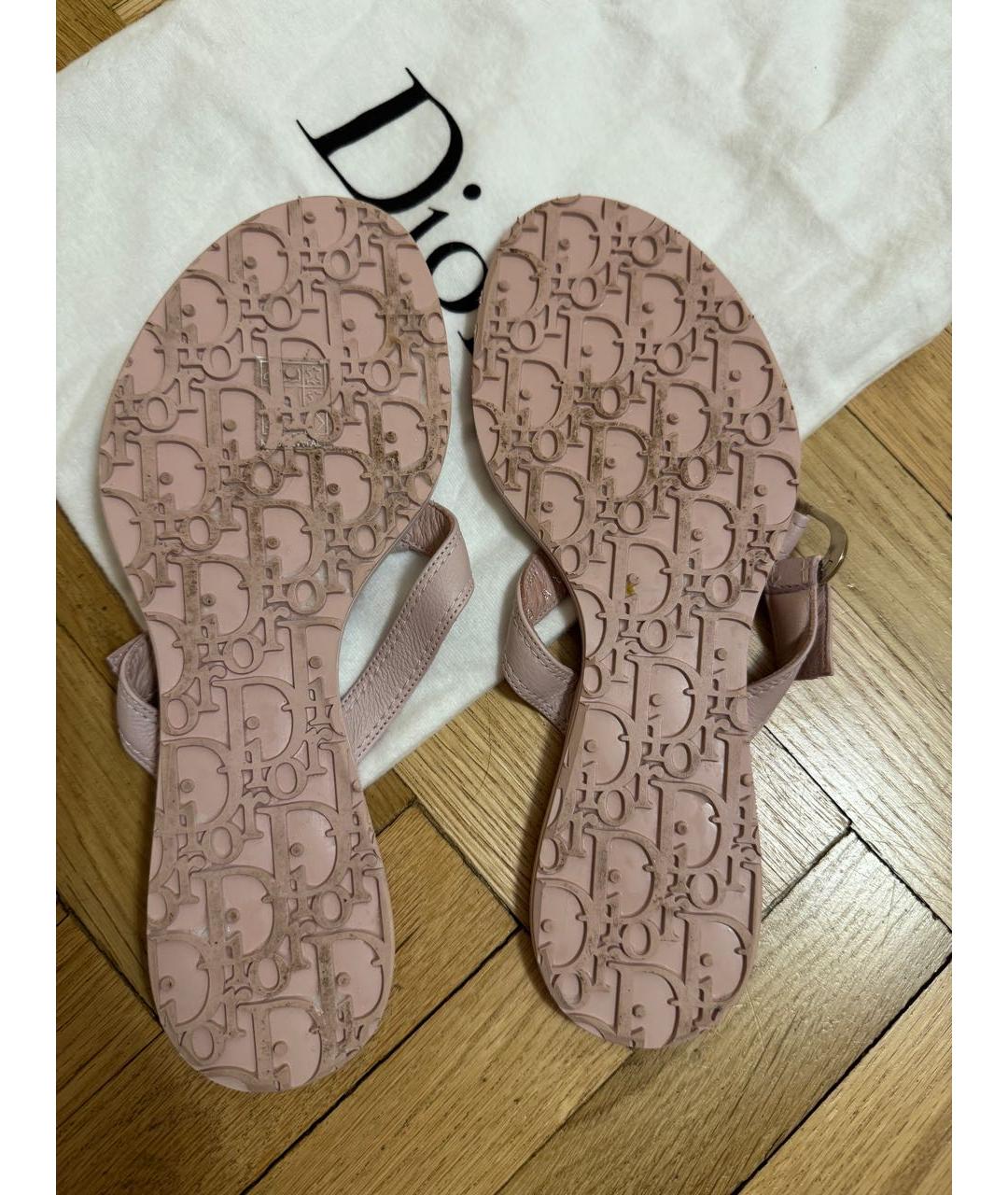 CHRISTIAN DIOR Розовые кожаные шлепанцы, фото 6