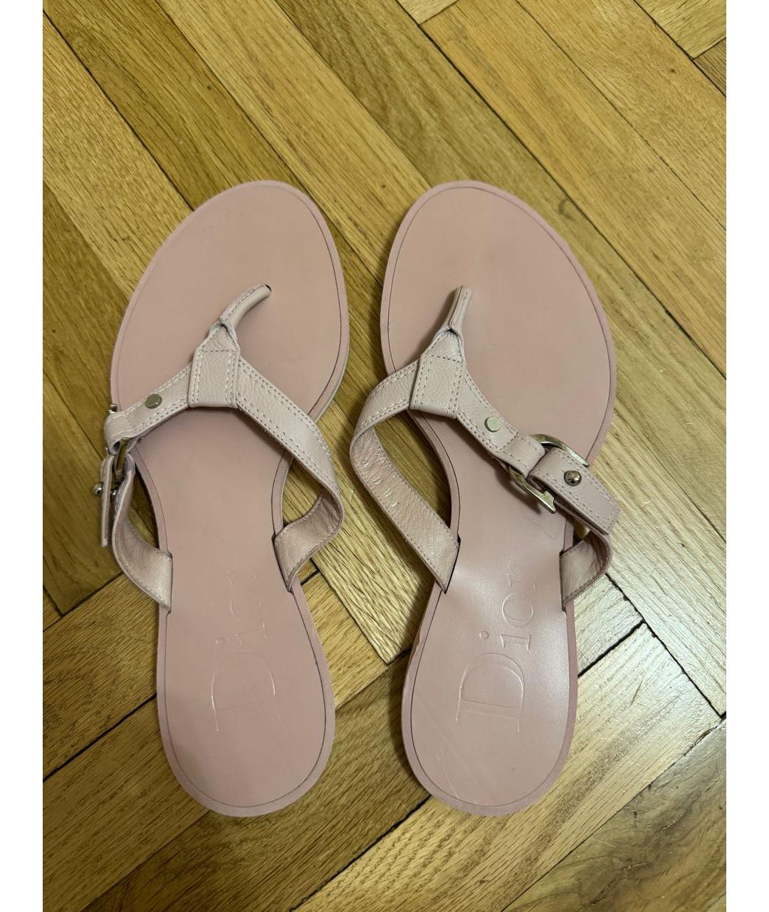 CHRISTIAN DIOR Розовые кожаные шлепанцы, фото 3