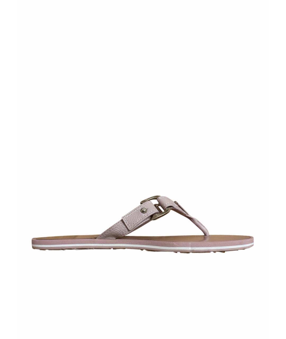 CHRISTIAN DIOR Розовые кожаные шлепанцы, фото 1