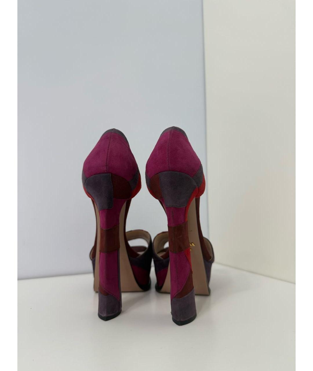 PRADA Красные текстильные босоножки, фото 6