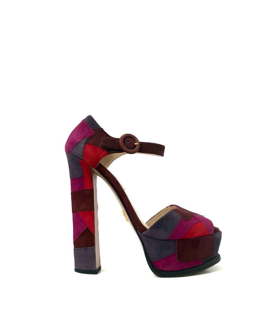 PRADA Красные текстильные босоножки, фото 9