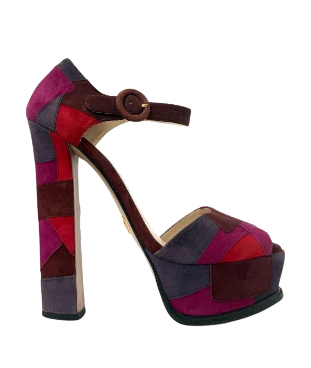 PRADA Красные текстильные босоножки, фото 1