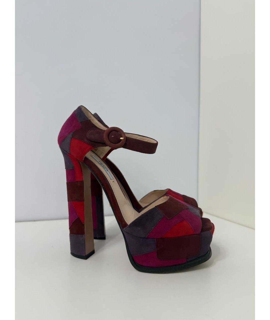 PRADA Красные текстильные босоножки, фото 8