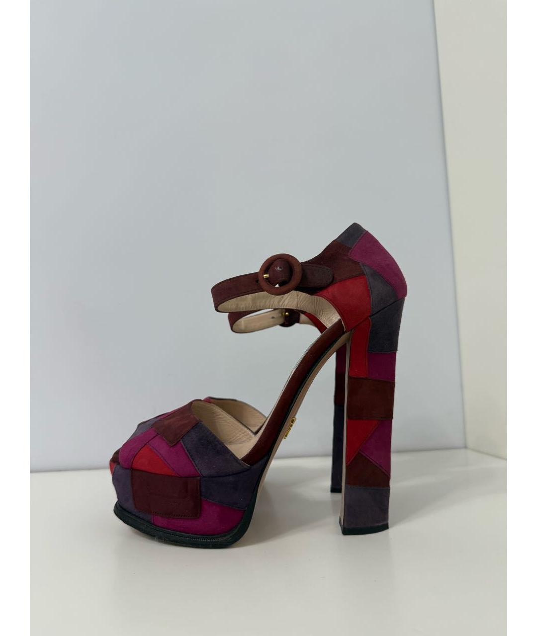 PRADA Красные текстильные босоножки, фото 7