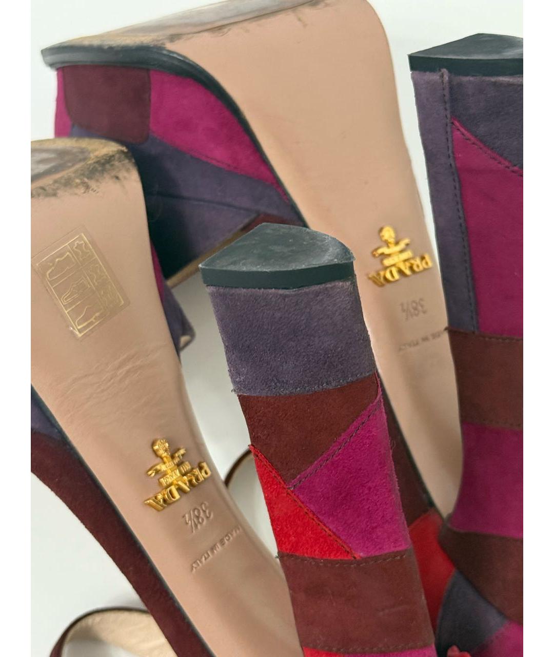 PRADA Красные текстильные босоножки, фото 4