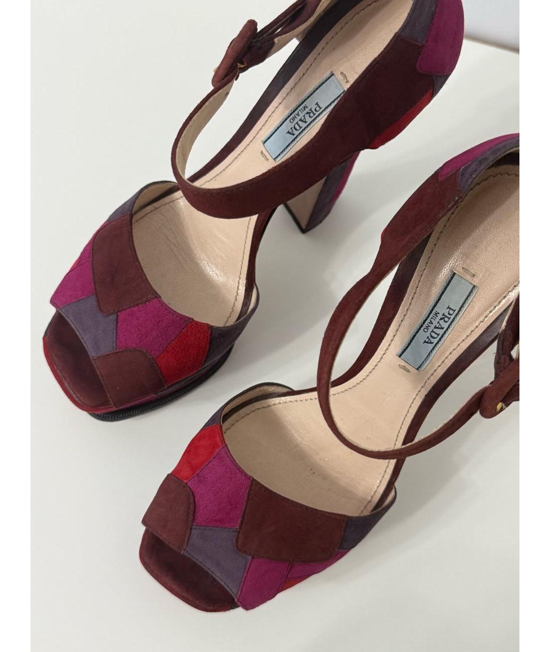 PRADA Красные текстильные босоножки, фото 3