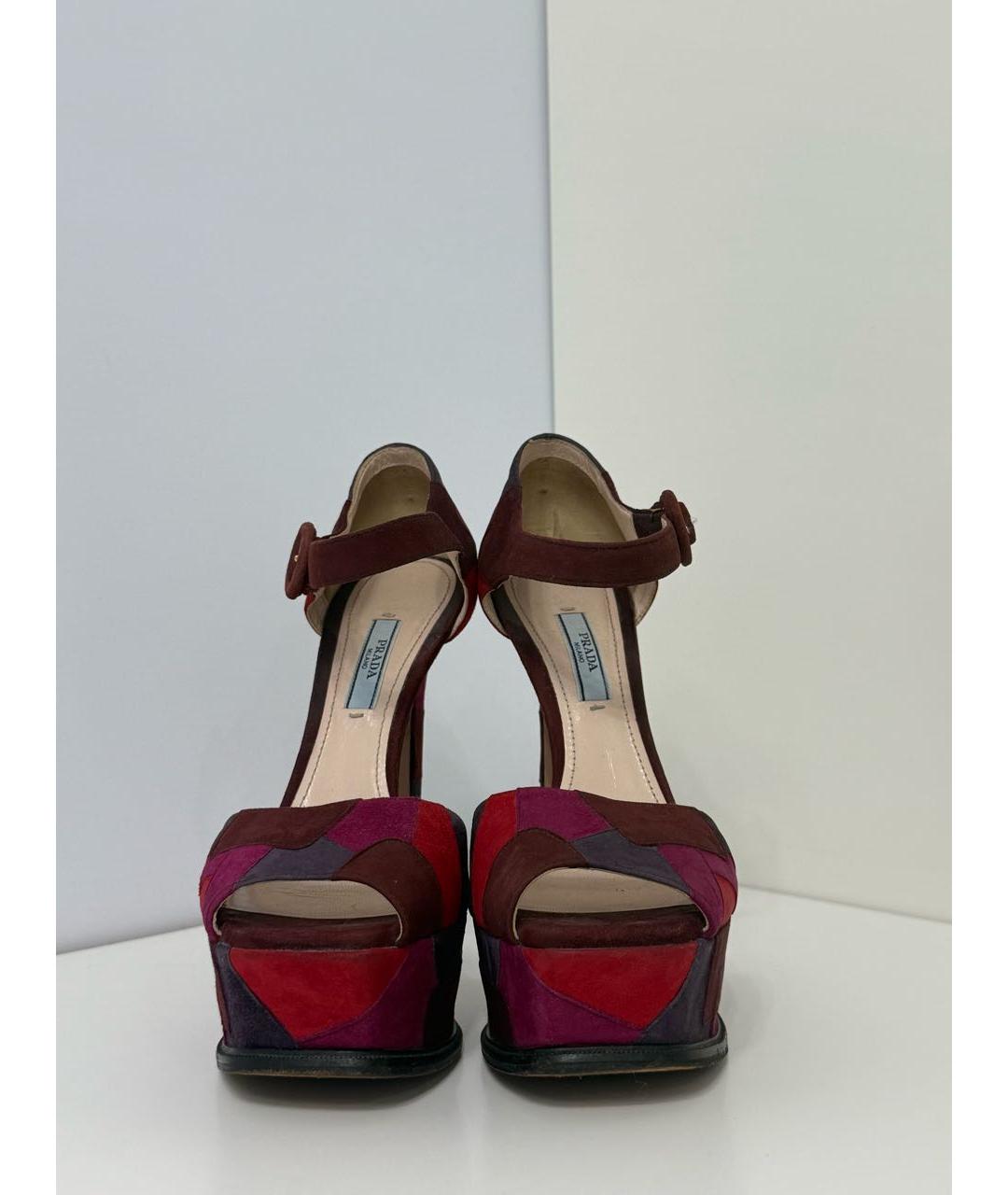 PRADA Красные текстильные босоножки, фото 5