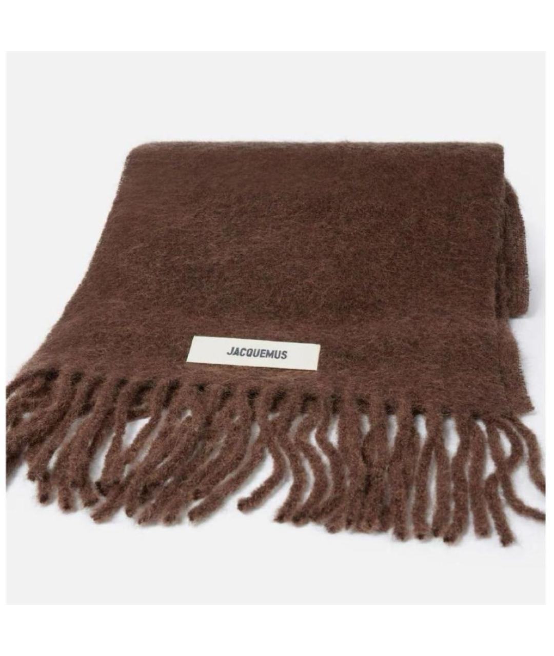 JACQUEMUS Коричневый шерстяной шарф, фото 2