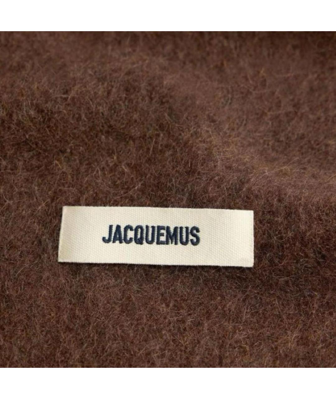 JACQUEMUS Коричневый шерстяной шарф, фото 3