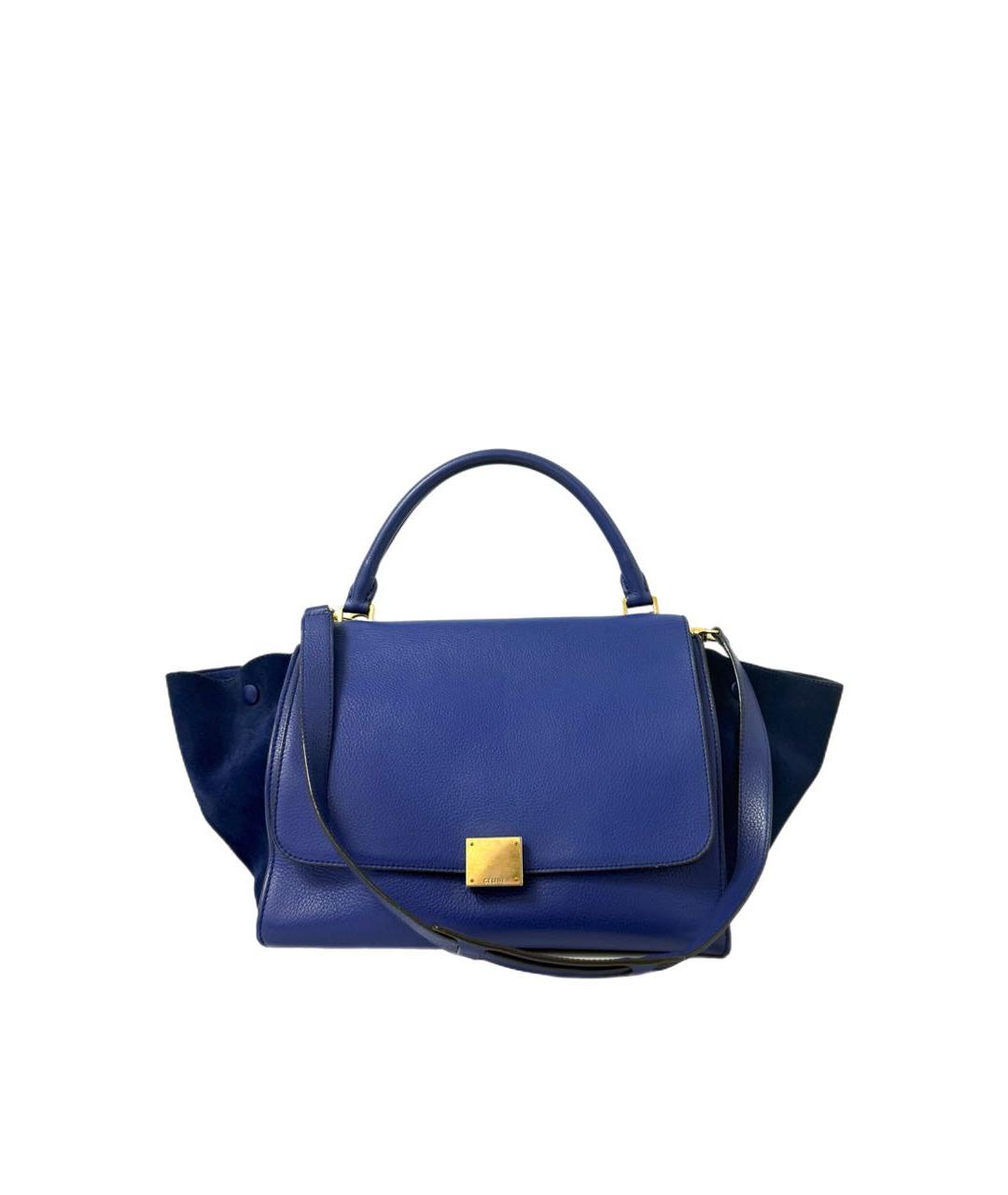 CELINE Темно-синяя кожаная сумка с короткими ручками, фото 1