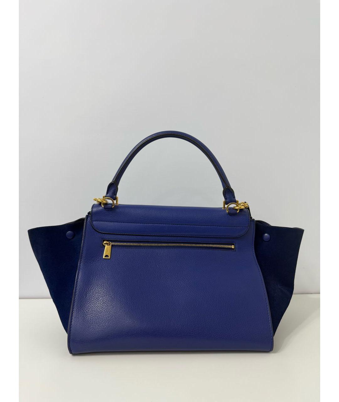 CELINE Темно-синяя кожаная сумка с короткими ручками, фото 3