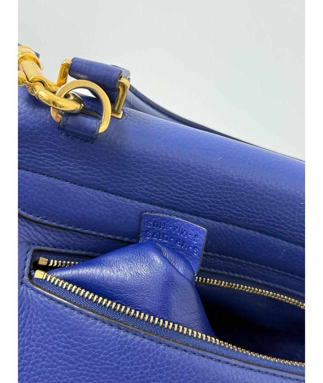 CELINE Темно-синяя кожаная сумка с короткими ручками, фото 8
