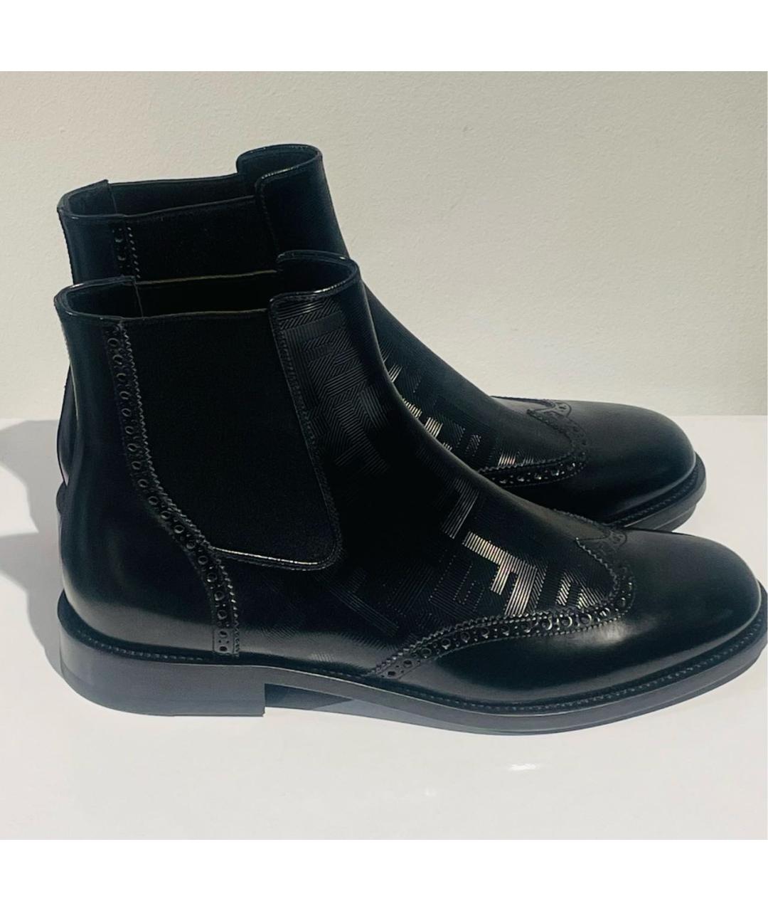 FENDI Черные кожаные высокие ботинки, фото 7
