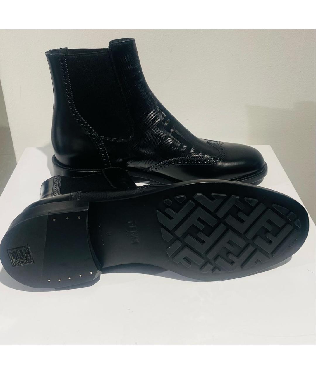 FENDI Черные кожаные высокие ботинки, фото 5