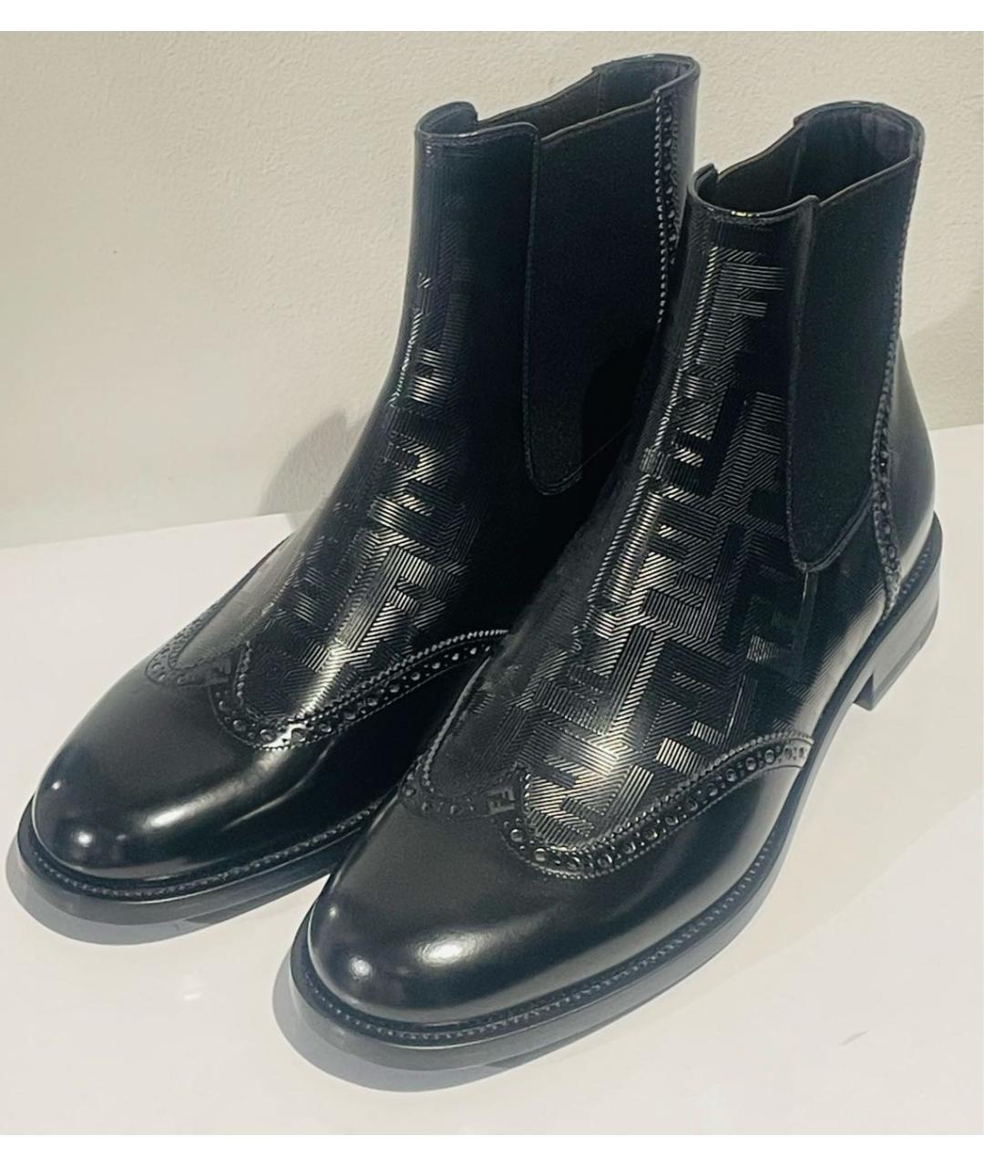 FENDI Черные кожаные высокие ботинки, фото 6