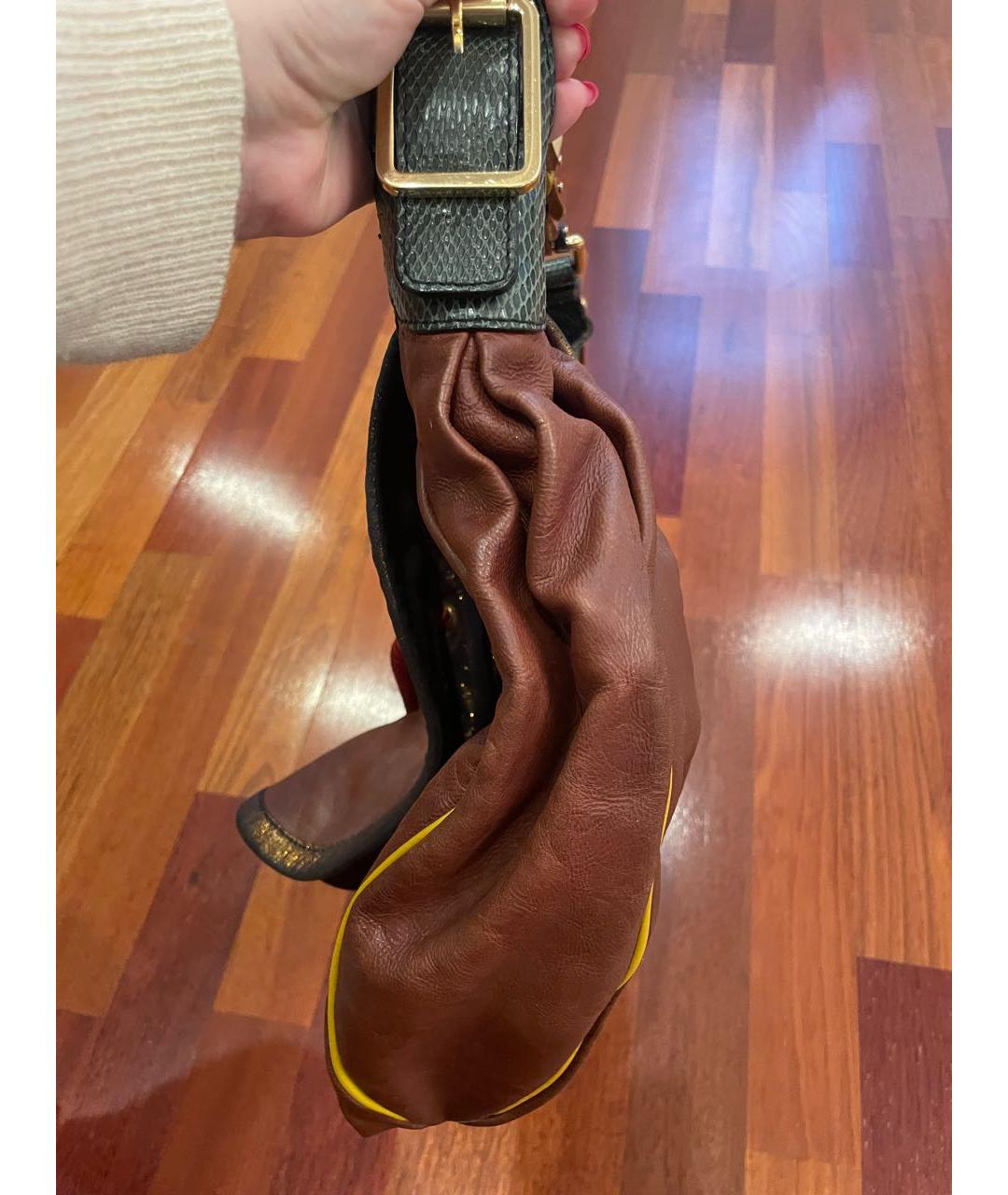 LOUIS VUITTON Коричневая кожаная сумка через плечо, фото 3