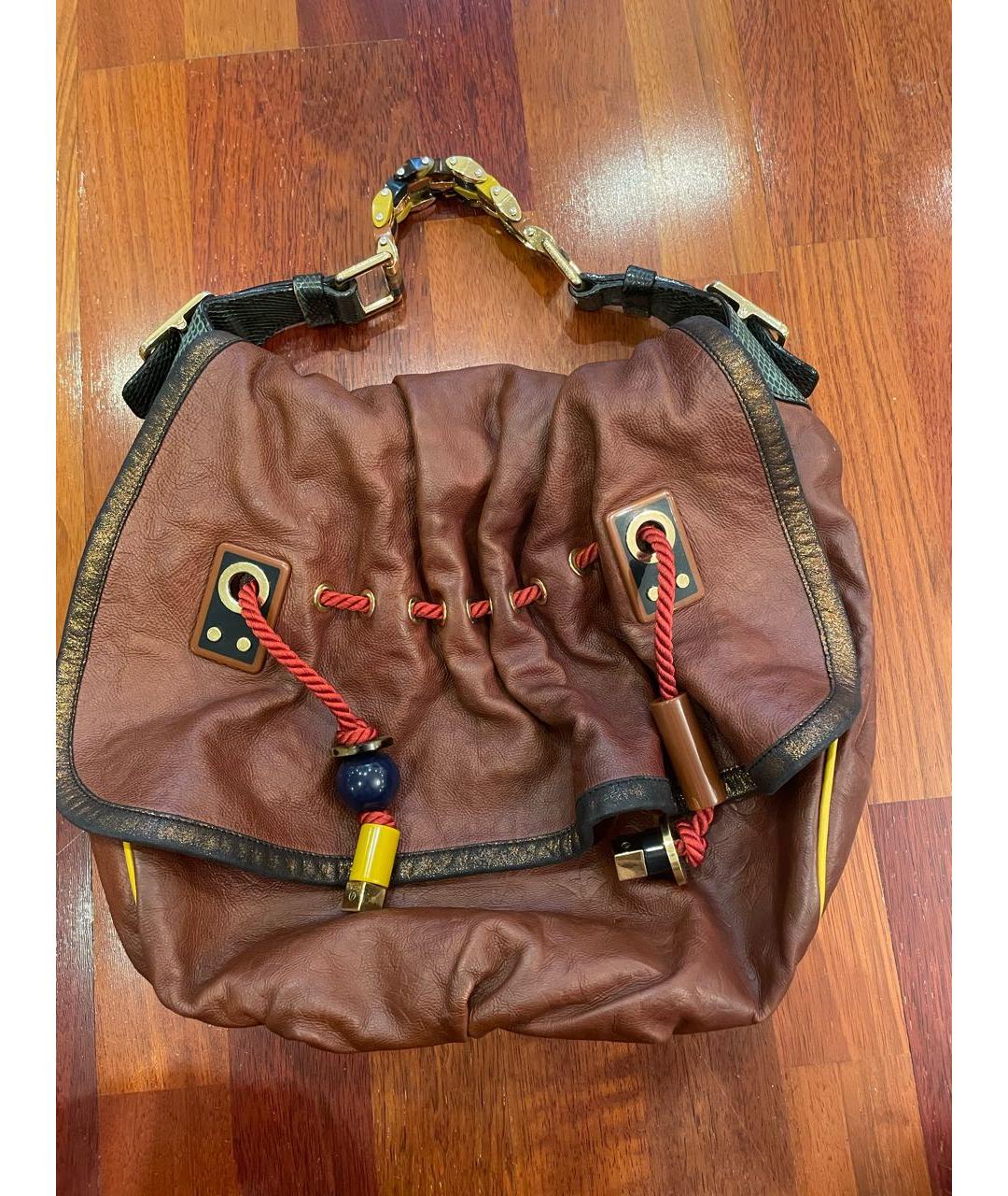 LOUIS VUITTON Коричневая кожаная сумка через плечо, фото 7