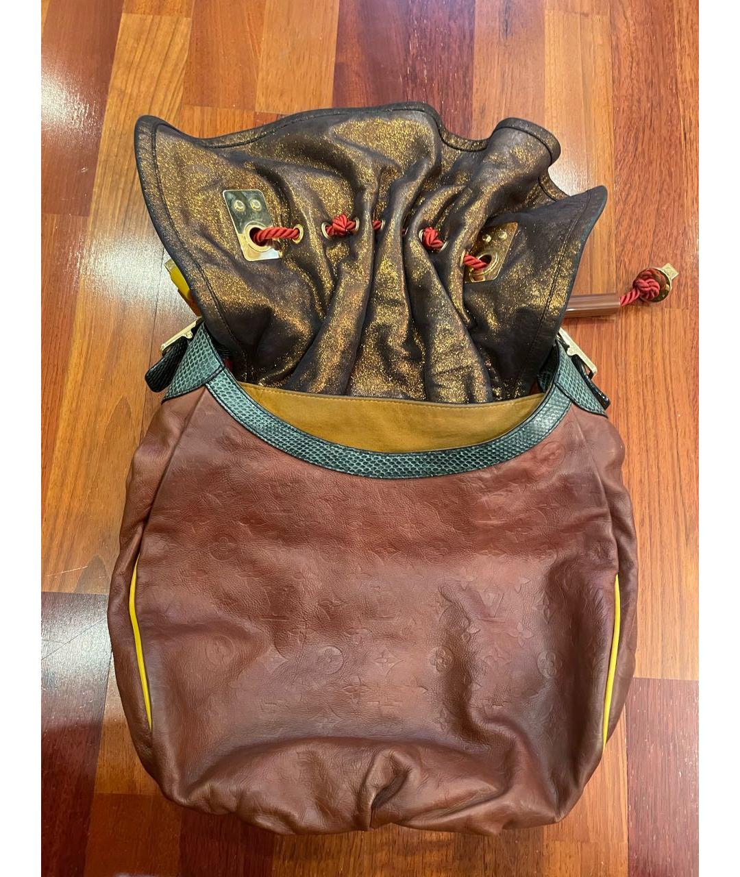 LOUIS VUITTON Коричневая кожаная сумка через плечо, фото 4