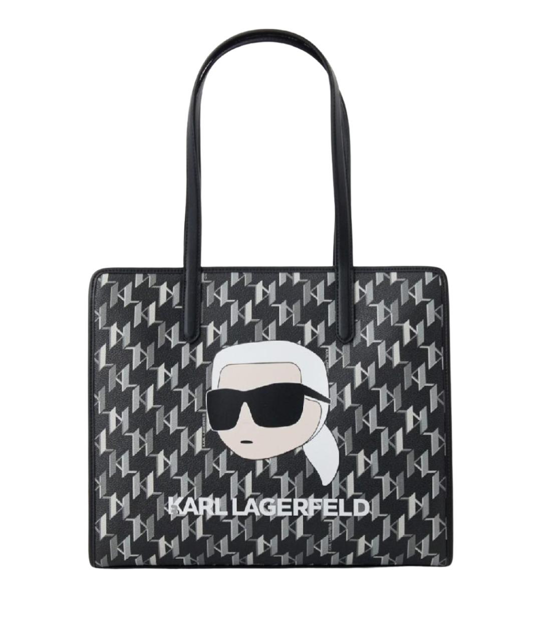 KARL LAGERFELD Черная сумка тоут из искусственной кожи, фото 1