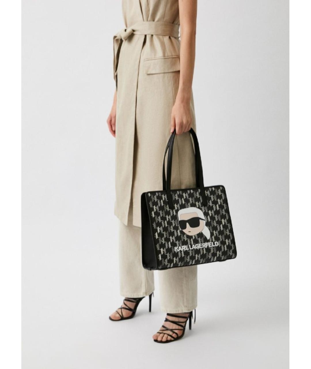 KARL LAGERFELD Черная сумка тоут из искусственной кожи, фото 5