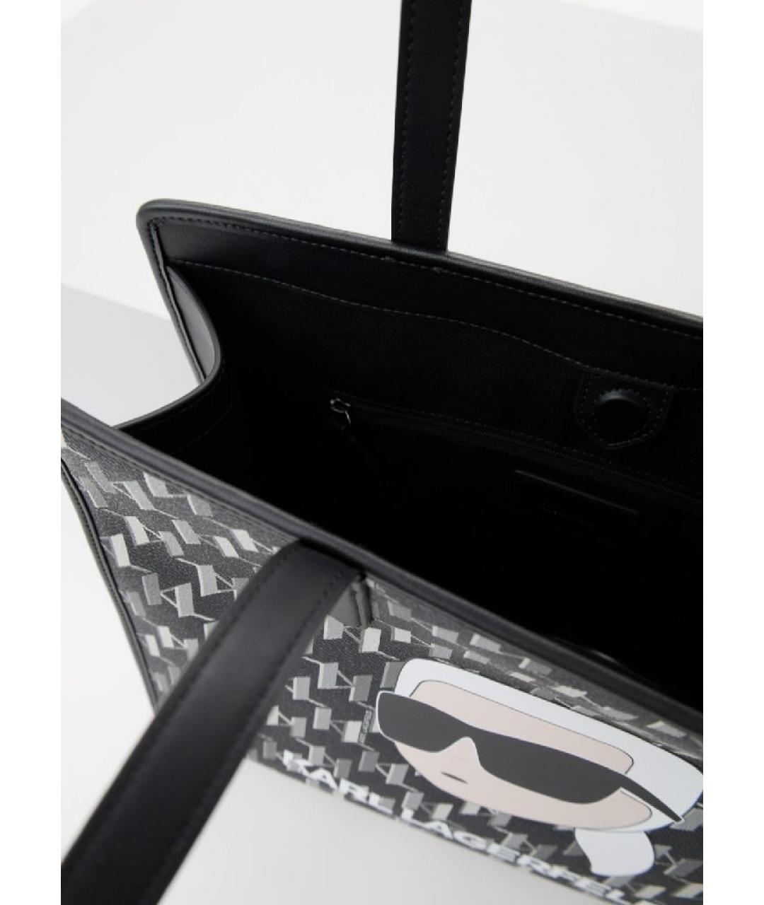 KARL LAGERFELD Черная сумка тоут из искусственной кожи, фото 3