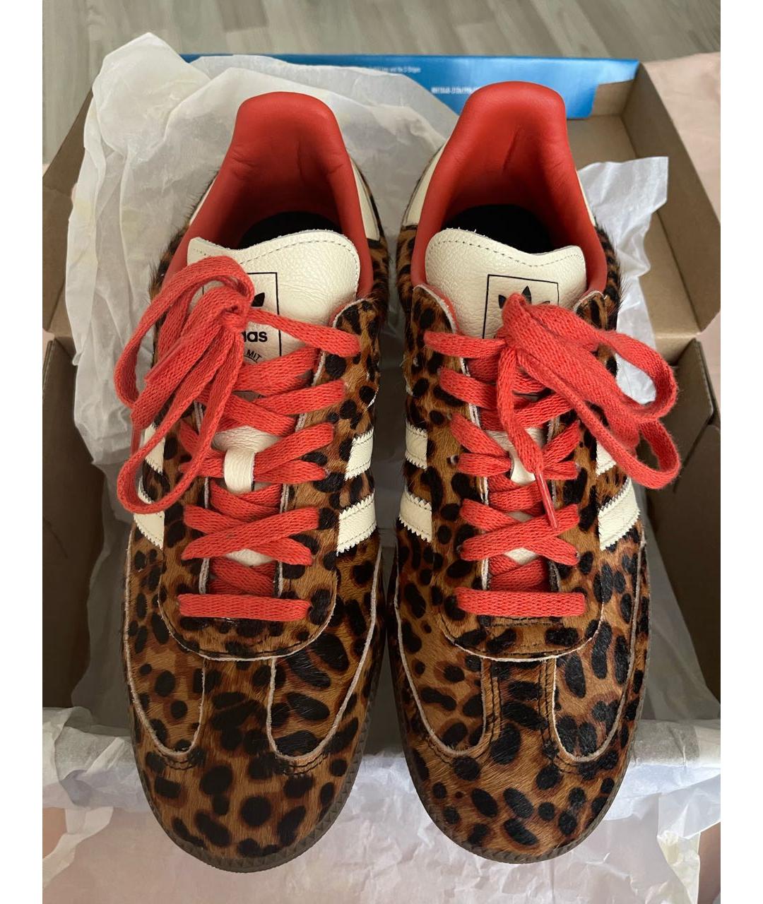 ADIDAS Коричневые кожаные кеды, фото 2