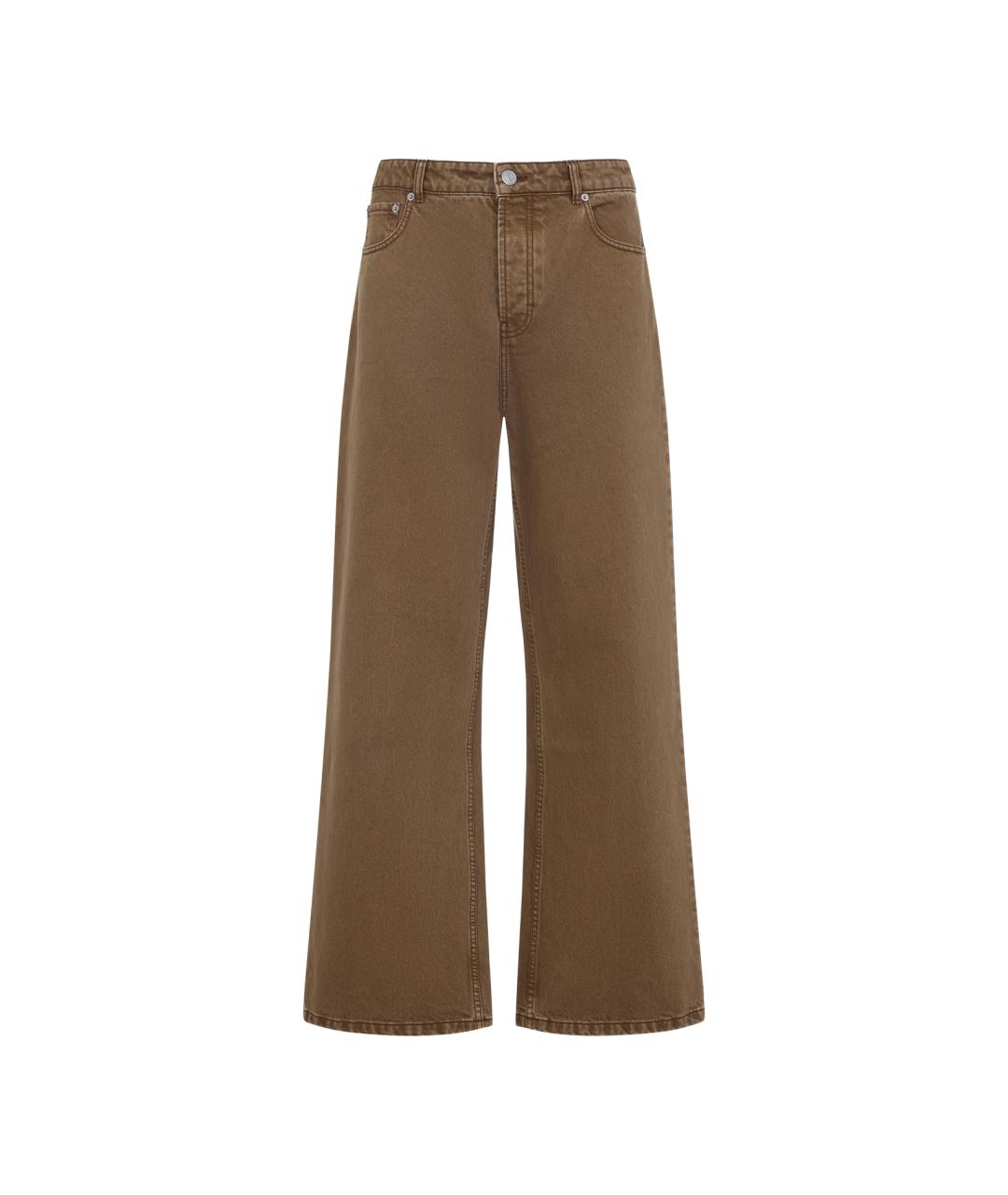 Ami Paris Коричневые хлопковые прямые джинсы, фото 1