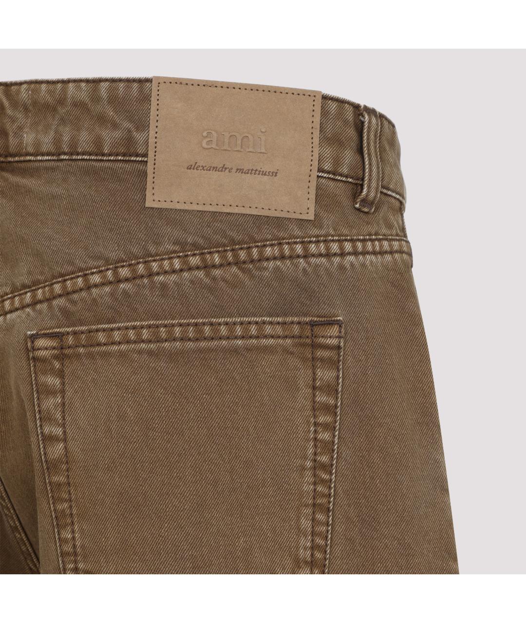 Ami Paris Коричневые хлопковые прямые джинсы, фото 4