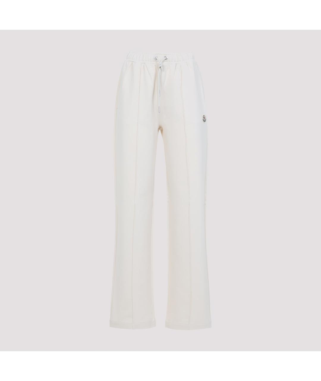 MONCLER Белые хлопковые прямые брюки, фото 2