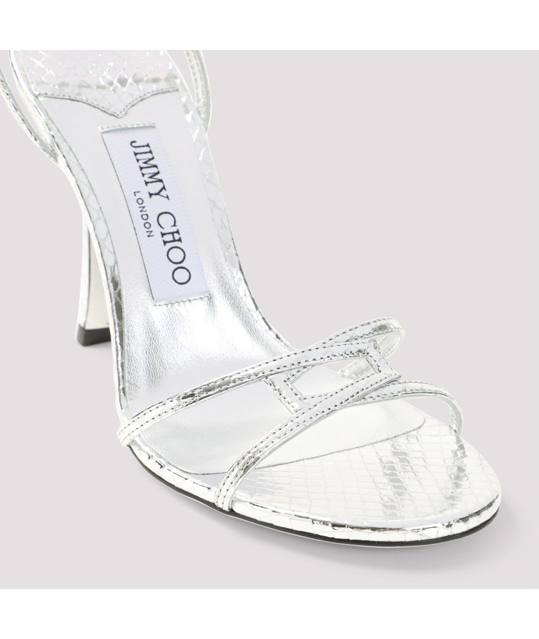 JIMMY CHOO Серебряные кожаные туфли, фото 5