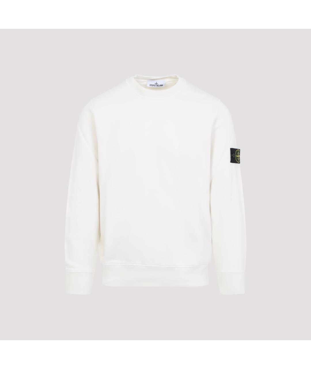 STONE ISLAND Белый хлопковый джемпер / свитер, фото 2