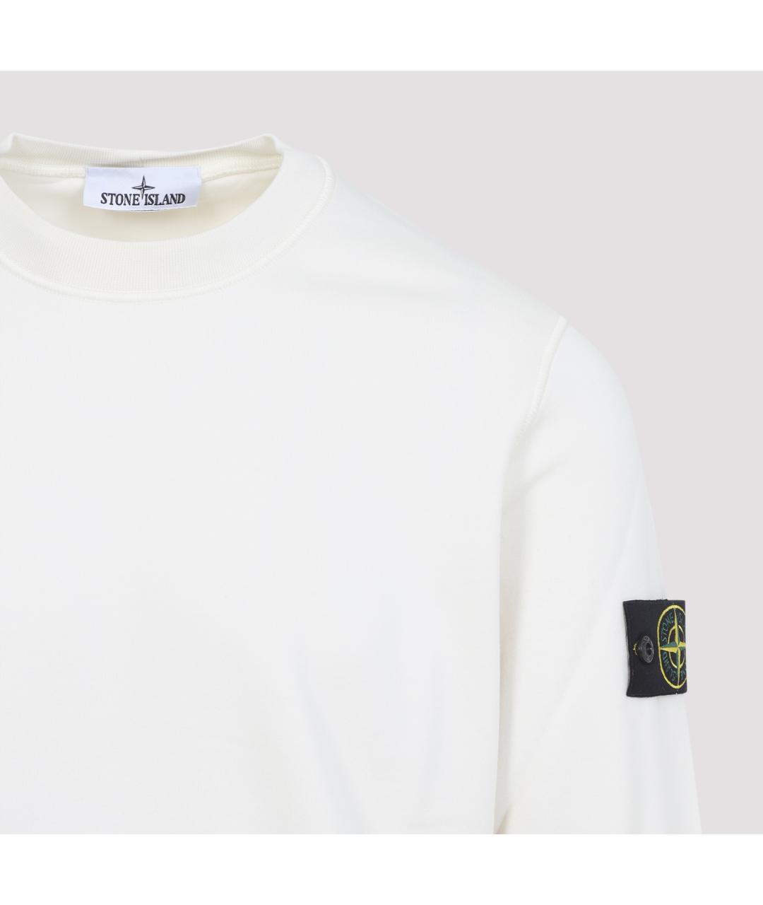 STONE ISLAND Белый хлопковый джемпер / свитер, фото 4