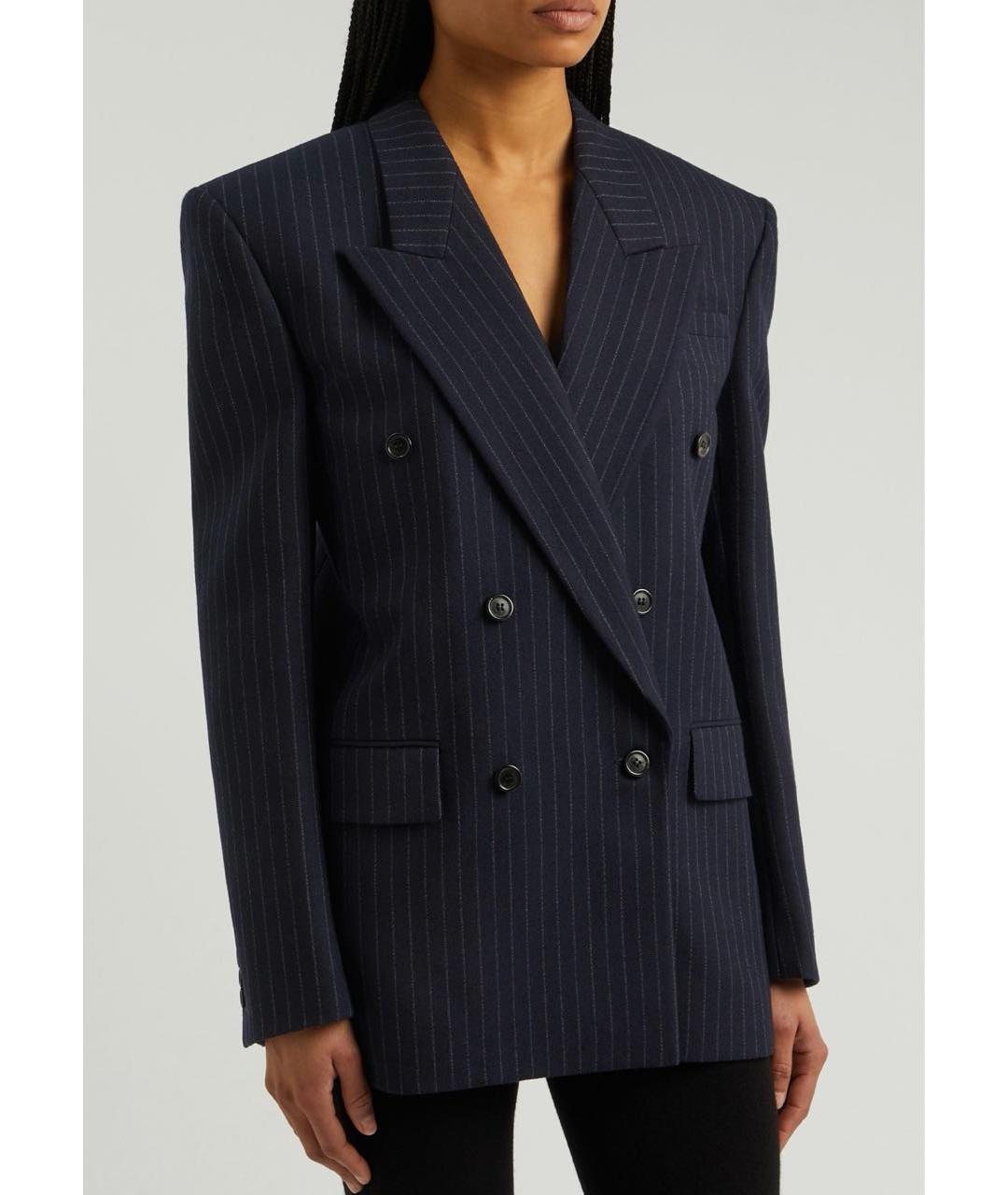 SAINT LAURENT Темно-синий шерстяной жакет/пиджак, фото 2