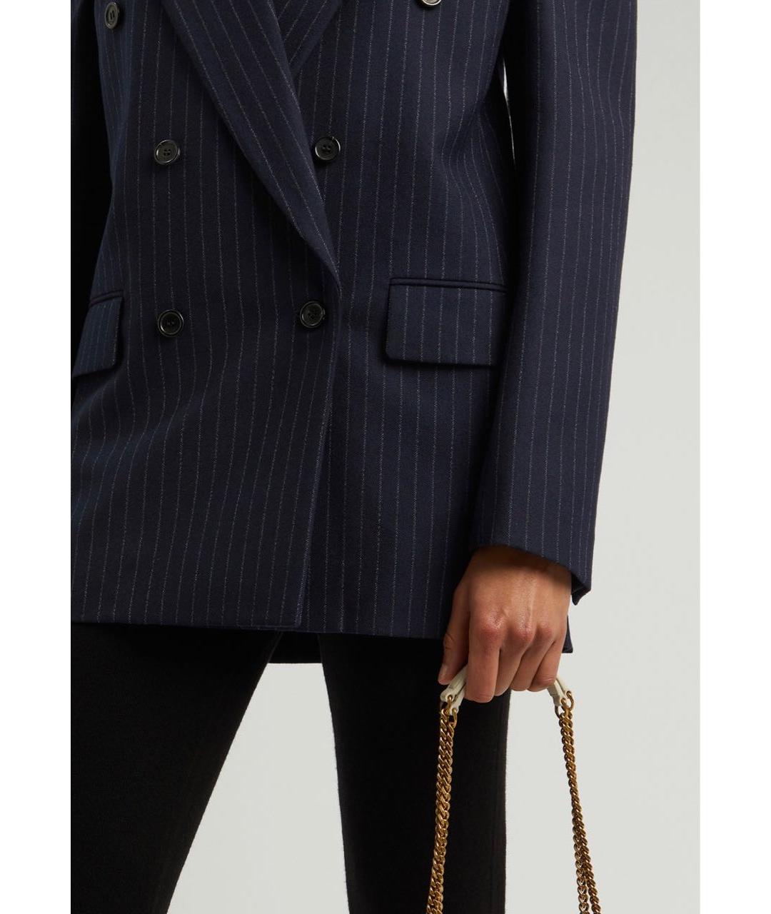 SAINT LAURENT Темно-синий шерстяной жакет/пиджак, фото 4