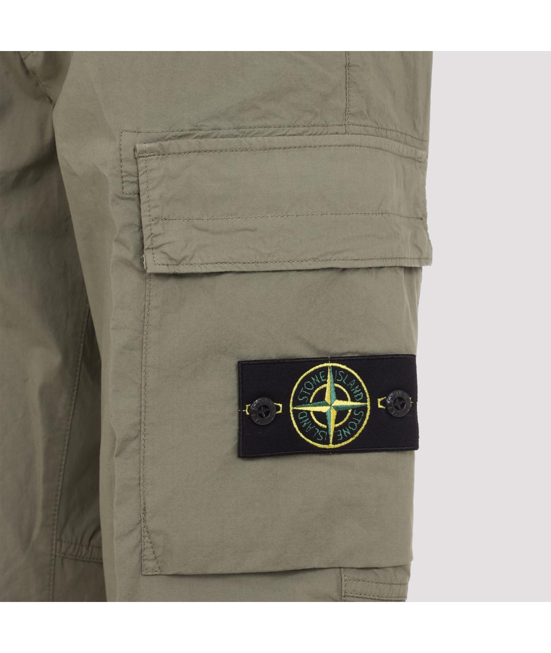 STONE ISLAND Хаки хлопковые прямые джинсы, фото 4