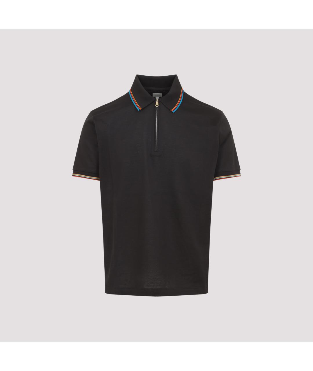 PAUL SMITH Черное хлопковое поло с коротким рукавом, фото 2