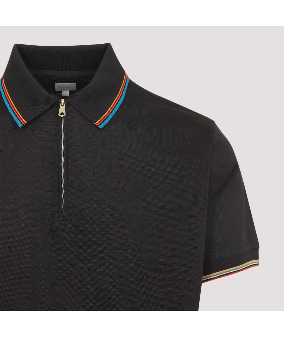 PAUL SMITH Черное хлопковое поло с коротким рукавом, фото 4