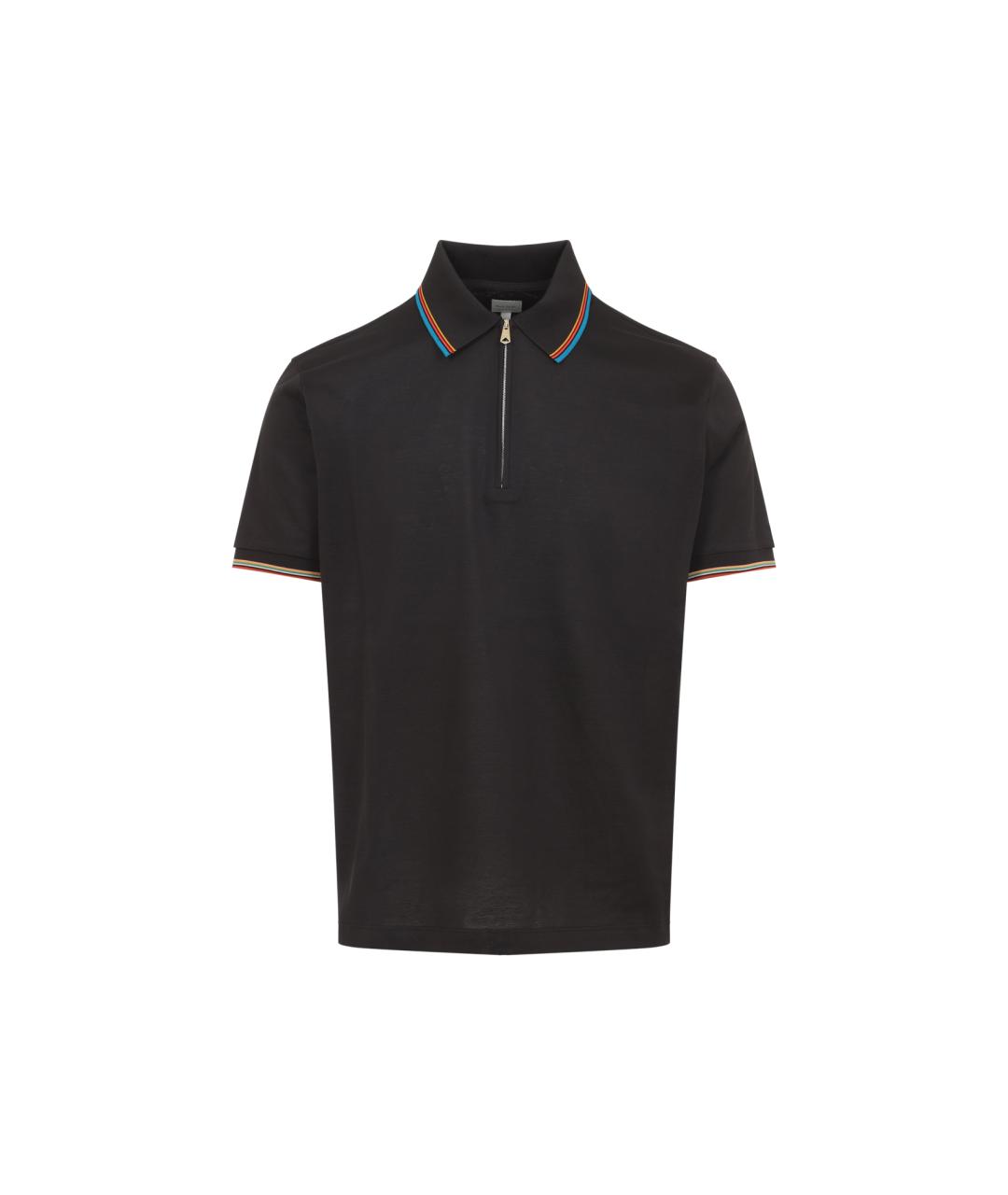 PAUL SMITH Черное хлопковое поло с коротким рукавом, фото 1